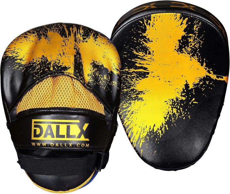 DALLX Sports Punch Mitts Target Focus Pads Hook and Jab Curved for MMA Training Martial Arts Karate Kickboxing Muay Thai with Adjustable Straps Ventilated - Image 1